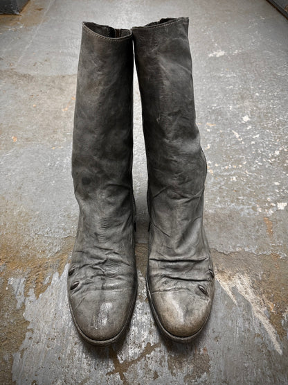 Carol Christian Poell ‘AM/2693P-IN ROOMS-PTC/19’ Object-dyed Kangaroo Leather Titanium Prosthetic U-Sole Tornado Zip Boots