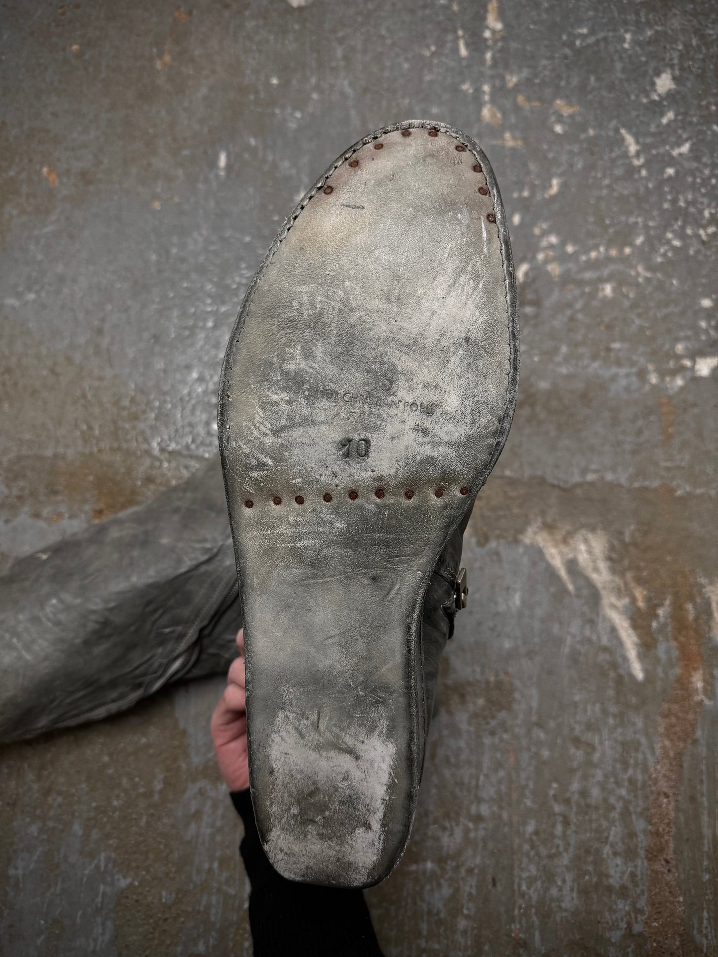 Carol Christian Poell ‘AM/2693P-IN ROOMS-PTC/19’ Object-dyed Kangaroo Leather Titanium Prosthetic U-Sole Tornado Zip Boots