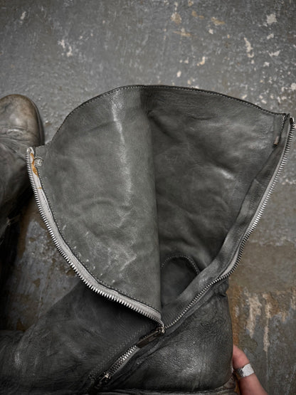 Carol Christian Poell ‘AM/2693P-IN ROOMS-PTC/19’ Object-dyed Kangaroo Leather Titanium Prosthetic U-Sole Tornado Zip Boots