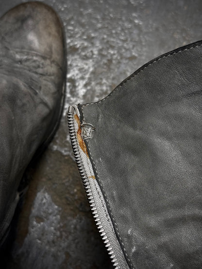 Carol Christian Poell ‘AM/2693P-IN ROOMS-PTC/19’ Object-dyed Kangaroo Leather Titanium Prosthetic U-Sole Tornado Zip Boots