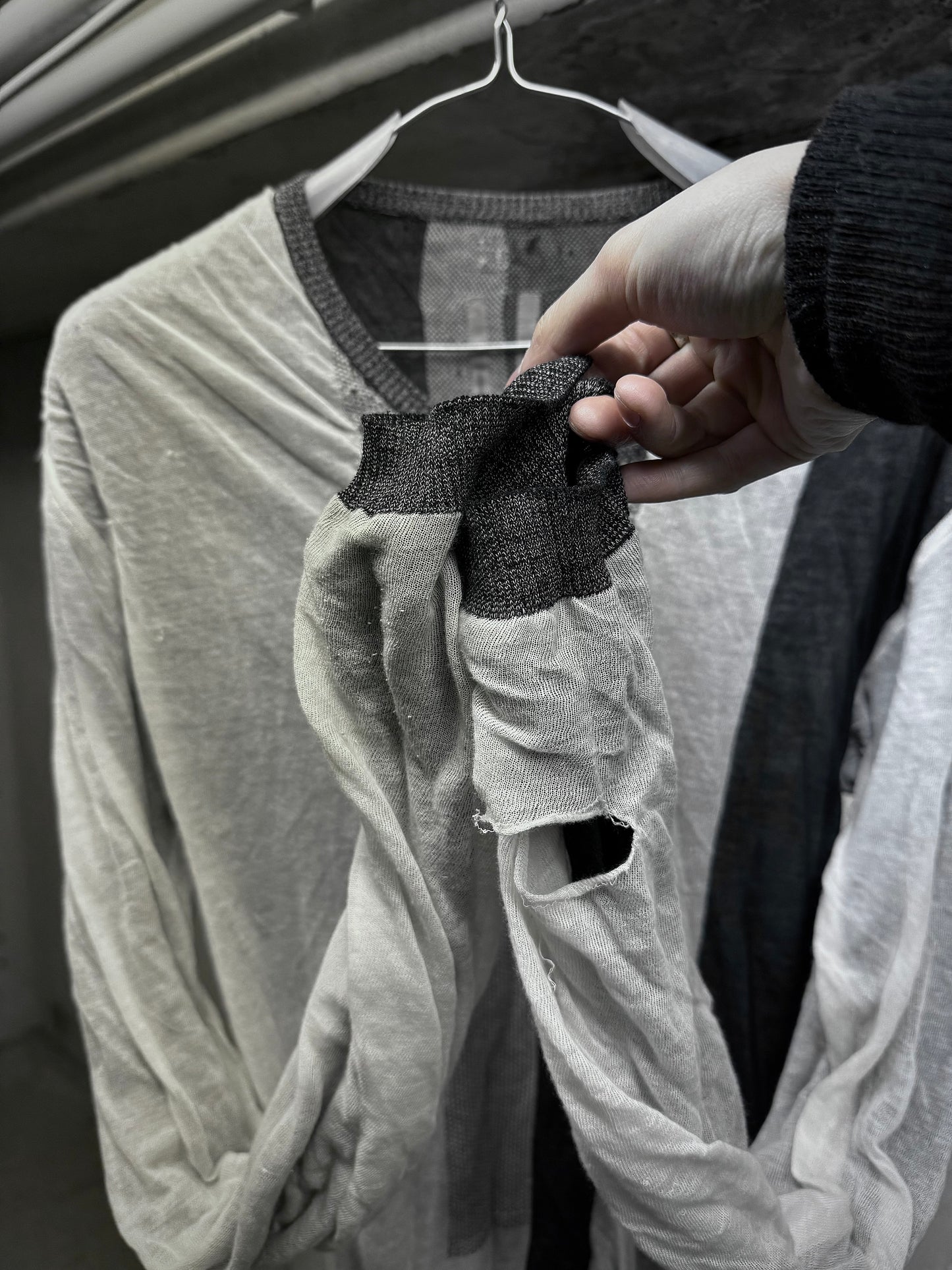 Rick Owens SS17 "WALRUS" Double Layer Multi Striped Long-sleeves detail | DRIEW GARMENTS
