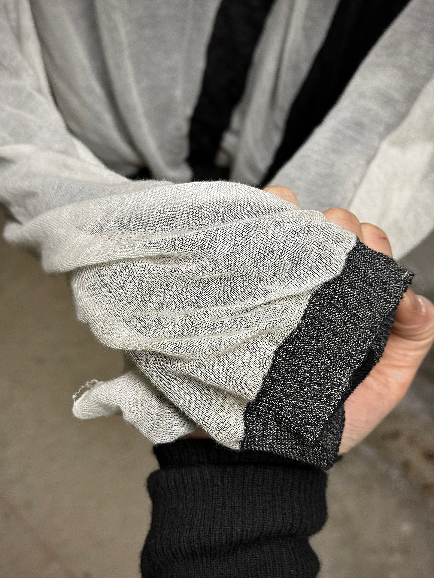 Rick Owens SS17 "WALRUS" Double Layer Multi Striped Long-sleeves detail | DRIEW GARMENTS