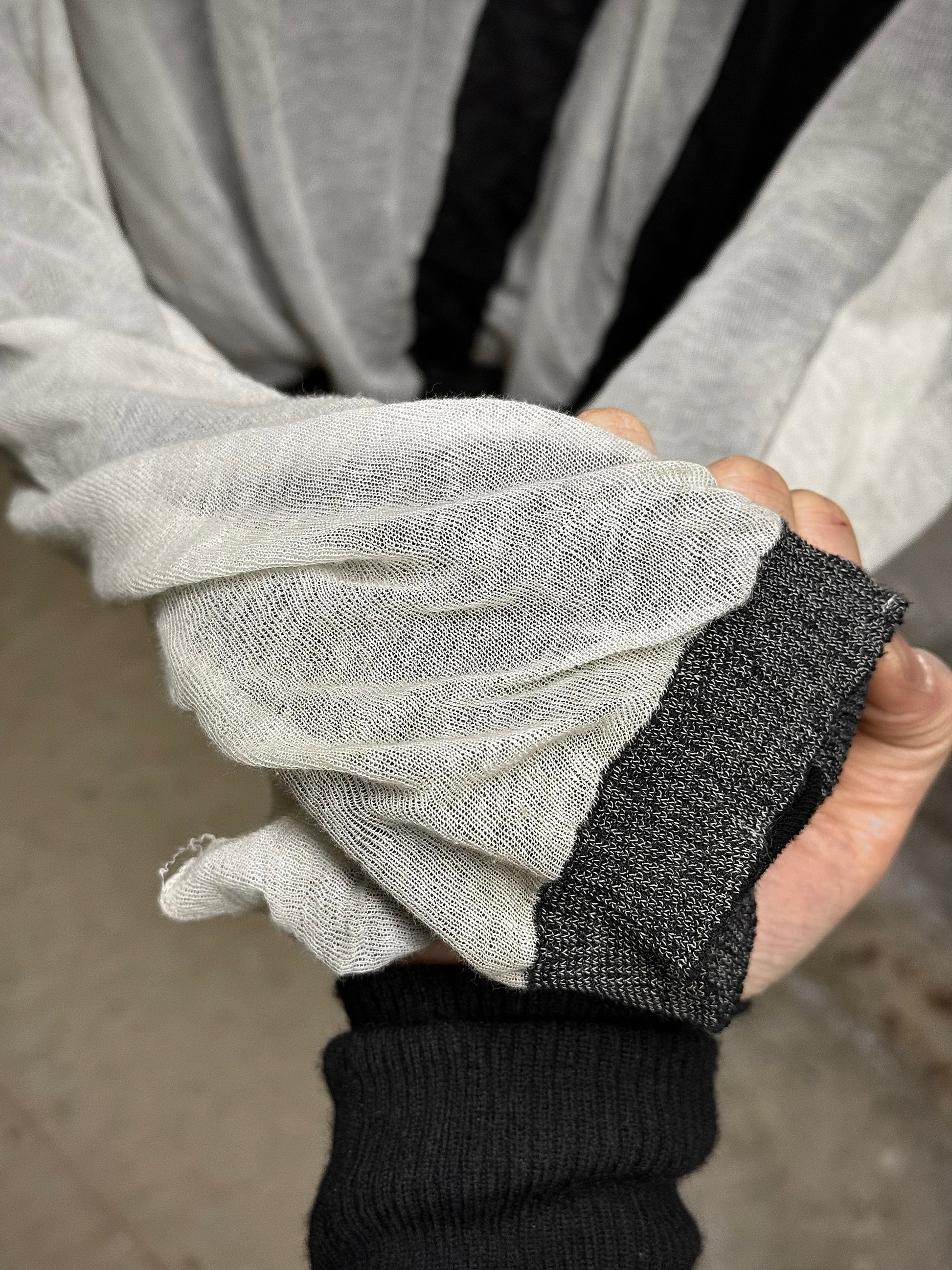 Rick Owens SS17 "WALRUS" Double Layer Multi Striped Long-sleeves detail | DRIEW GARMENTS