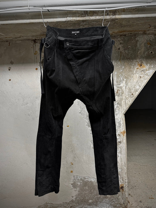 Alexandre Plokhov 2010s Asymmetrical Drop-crotch Suede Lambskin Leather Pants | Archive Fashion Toronto