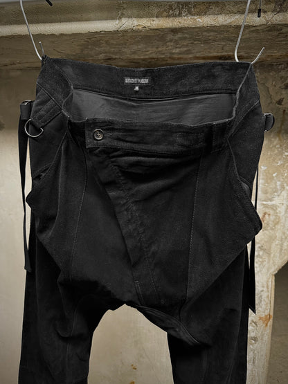 Alexandre Plokhov 2010s Asymmetrical Drop-crotch Suede Lambskin Leather Pants detail | DRIEW GARMENTS
