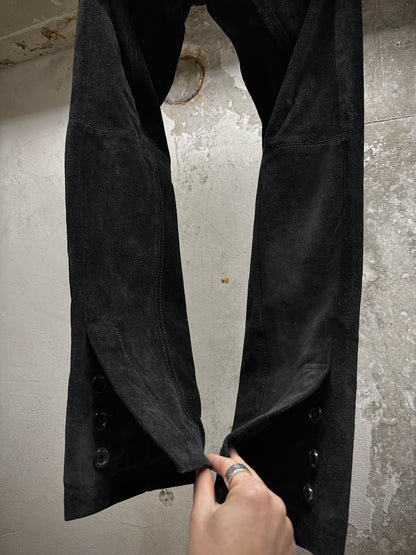 Alexandre Plokhov 2010s Asymmetrical Drop-crotch Suede Lambskin Leather Pants detail | DRIEW GARMENTS