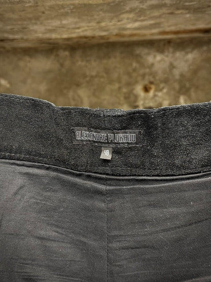 Alexandre Plokhov 2010s Asymmetrical Drop-crotch Suede Lambskin Leather Pants detail | DRIEW GARMENTS