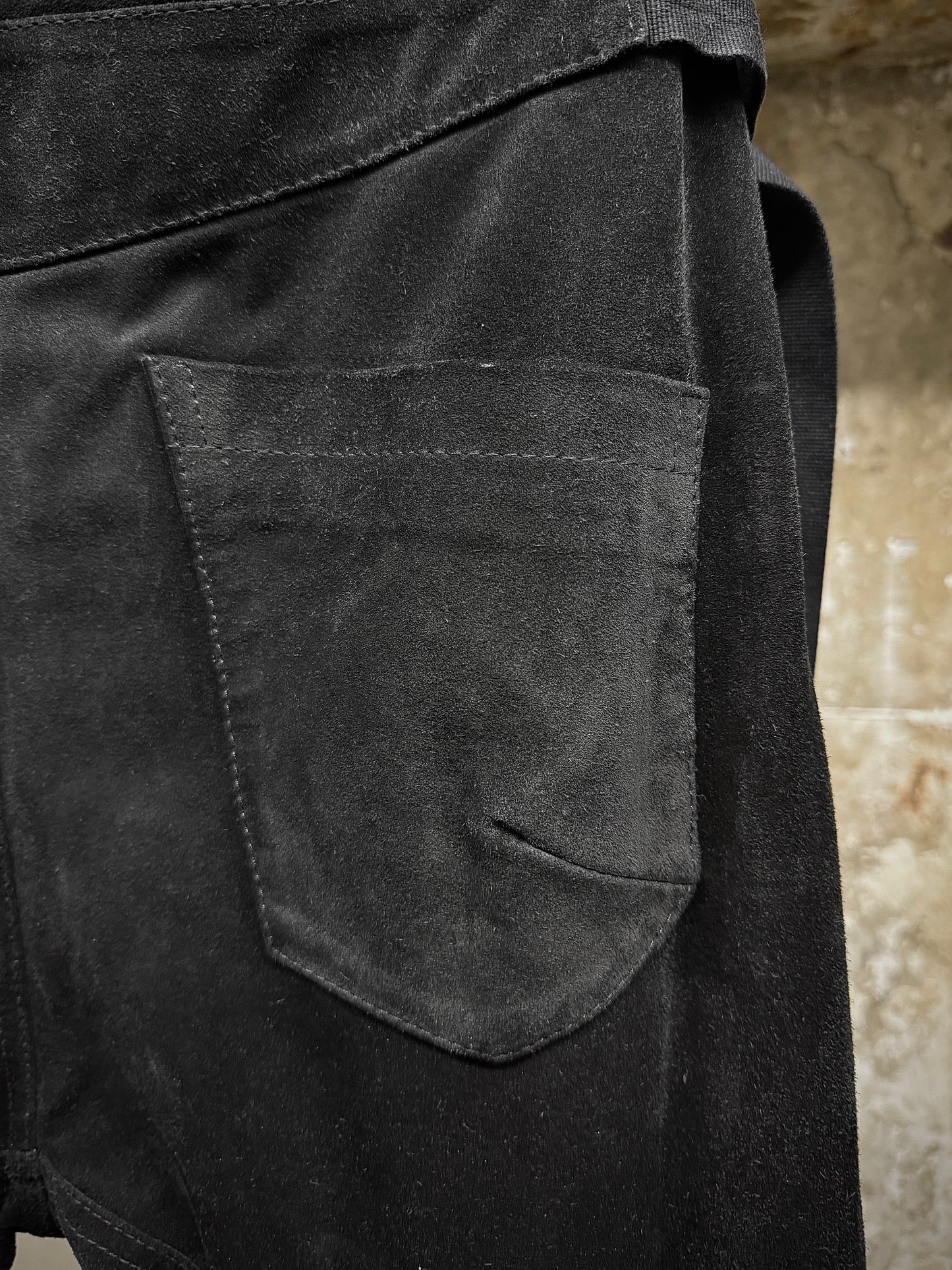 Alexandre Plokhov 2010s Asymmetrical Drop-crotch Suede Lambskin Leather Pants detail | DRIEW GARMENTS