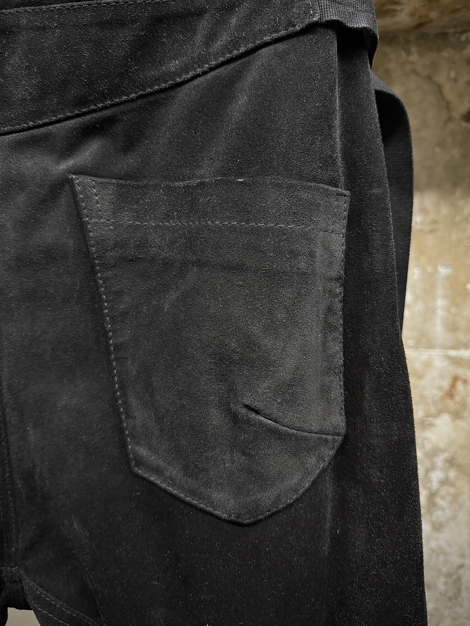 Alexandre Plokhov 2010s Asymmetrical Drop-crotch Suede Lambskin Leather Pants detail | DRIEW GARMENTS