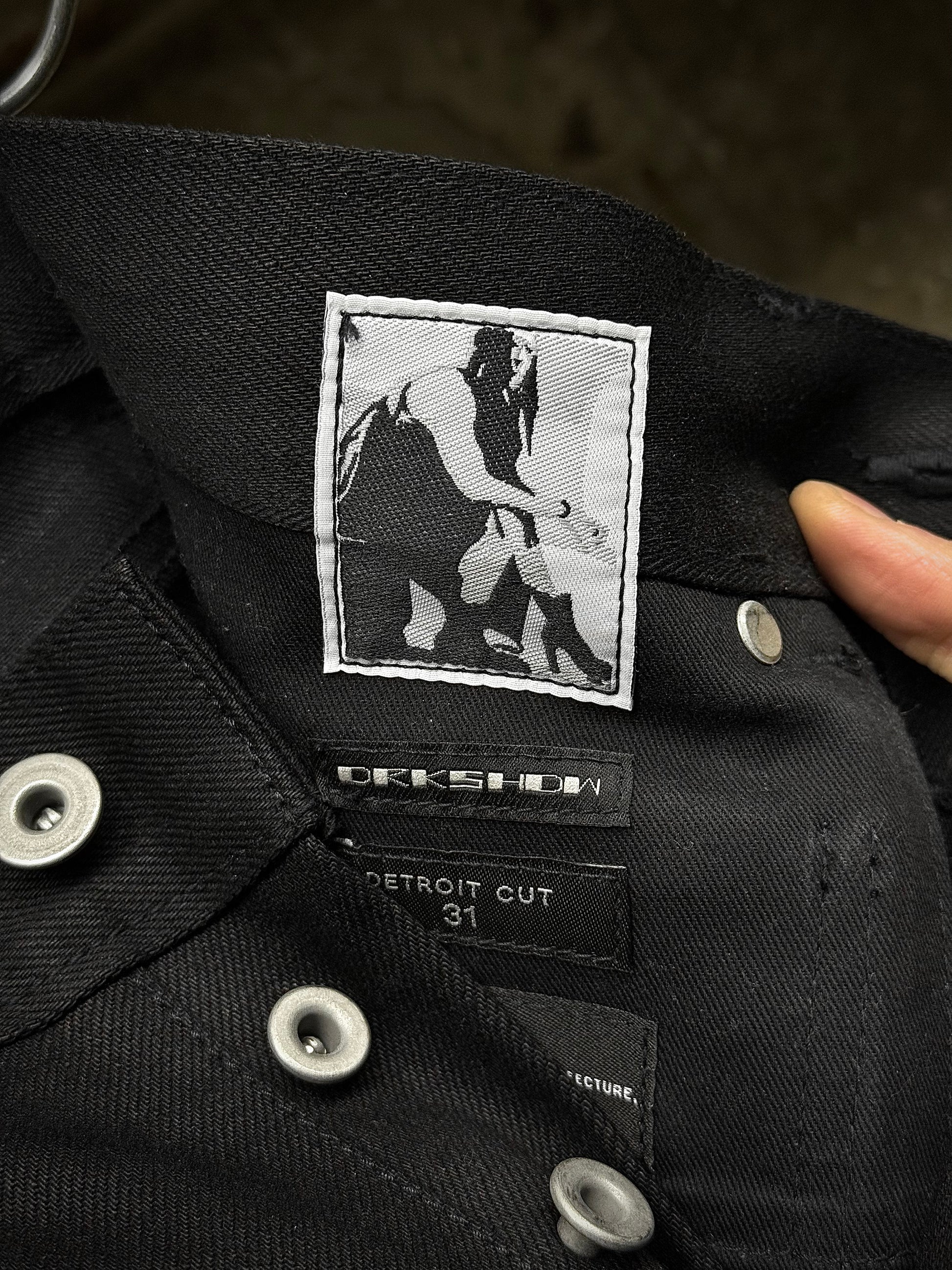 Rick Owens DRKSHDW AW23 "LUXOR" 16oz Japanese Selvedge 'Detroit Cut' Denim detail | DRIEW GARMENTS