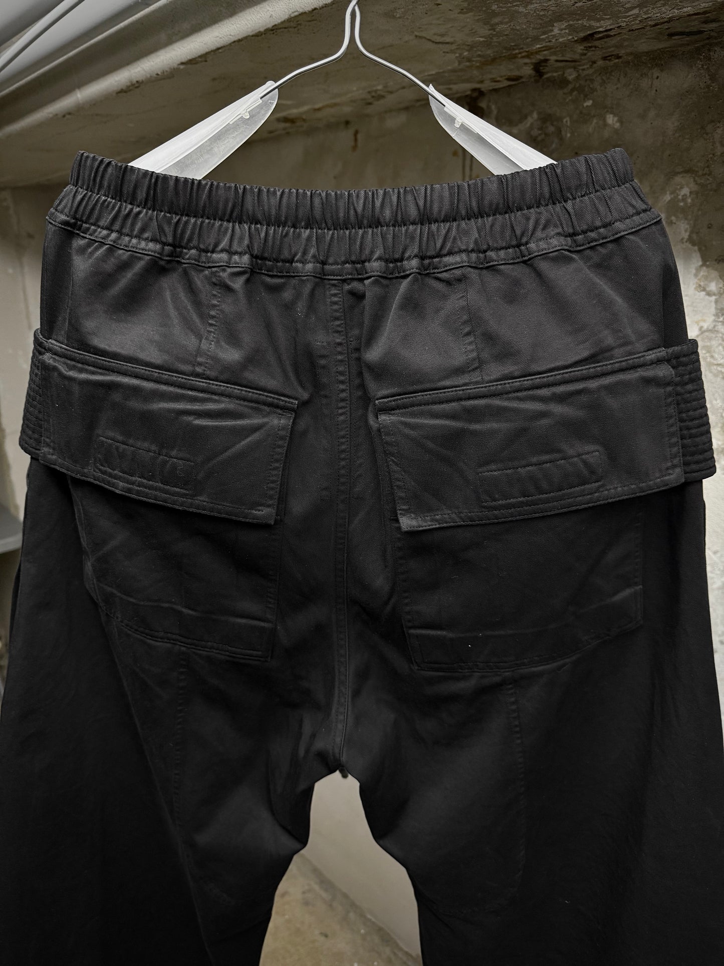 Rick Owens DRKSHDW AW24 "PORTERVILLE" Creatch Wide Cargo Pants detail | DRIEW GARMENTS