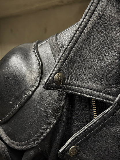 KADOYA Early 00s Shinya Replica "BATTLE-SUIT" Padded Cow Leather Perfecto Motorcycle Jacket detail | DRIEW GARMENTS