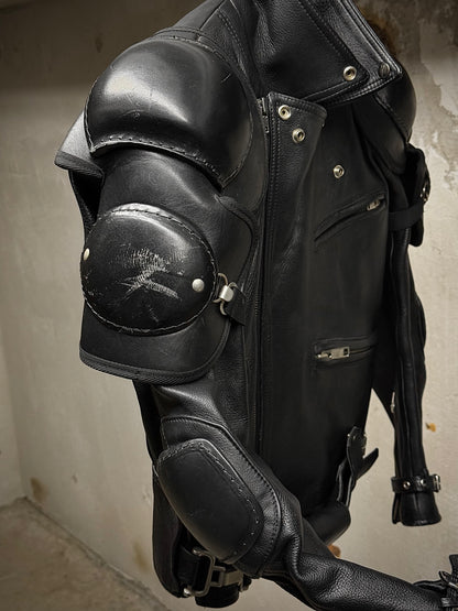 KADOYA Early 00s Shinya Replica "BATTLE-SUIT" Padded Cow Leather Perfecto Motorcycle Jacket detail | DRIEW GARMENTS