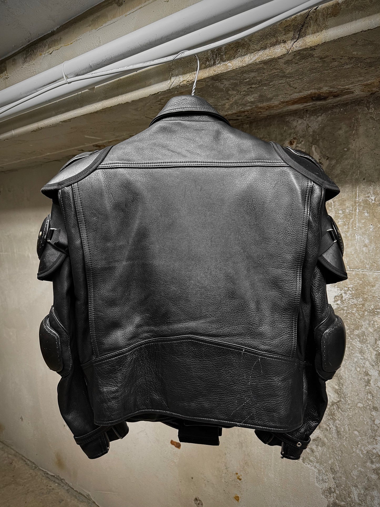 KADOYA Early 00s Shinya Replica "BATTLE-SUIT" Padded Cow Leather Perfecto Motorcycle Jacket
