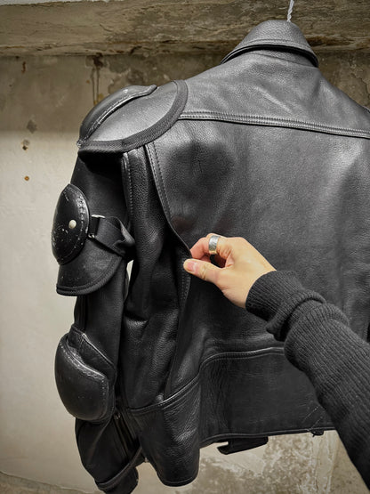 KADOYA Early 00s Shinya Replica "BATTLE-SUIT" Padded Cow Leather Perfecto Motorcycle Jacket