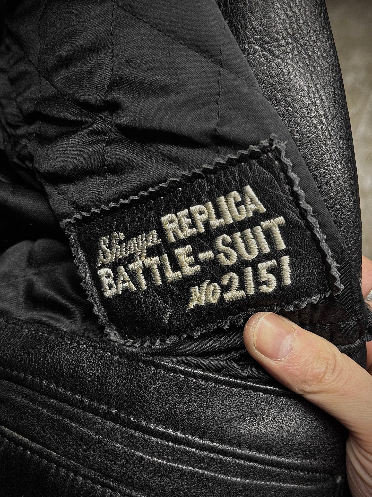 KADOYA Early 00s Shinya Replica "BATTLE-SUIT" Padded Cow Leather Perfecto Motorcycle Jacket