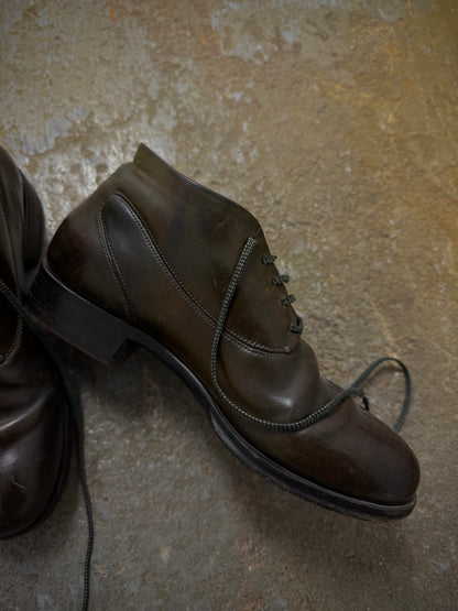 Maurizio Altieri m_moriabc by Maurizio Altieri Goodyear Hand Welted Brown Horween Shell Cordovan Derb detail | DRIEW GARMENTS