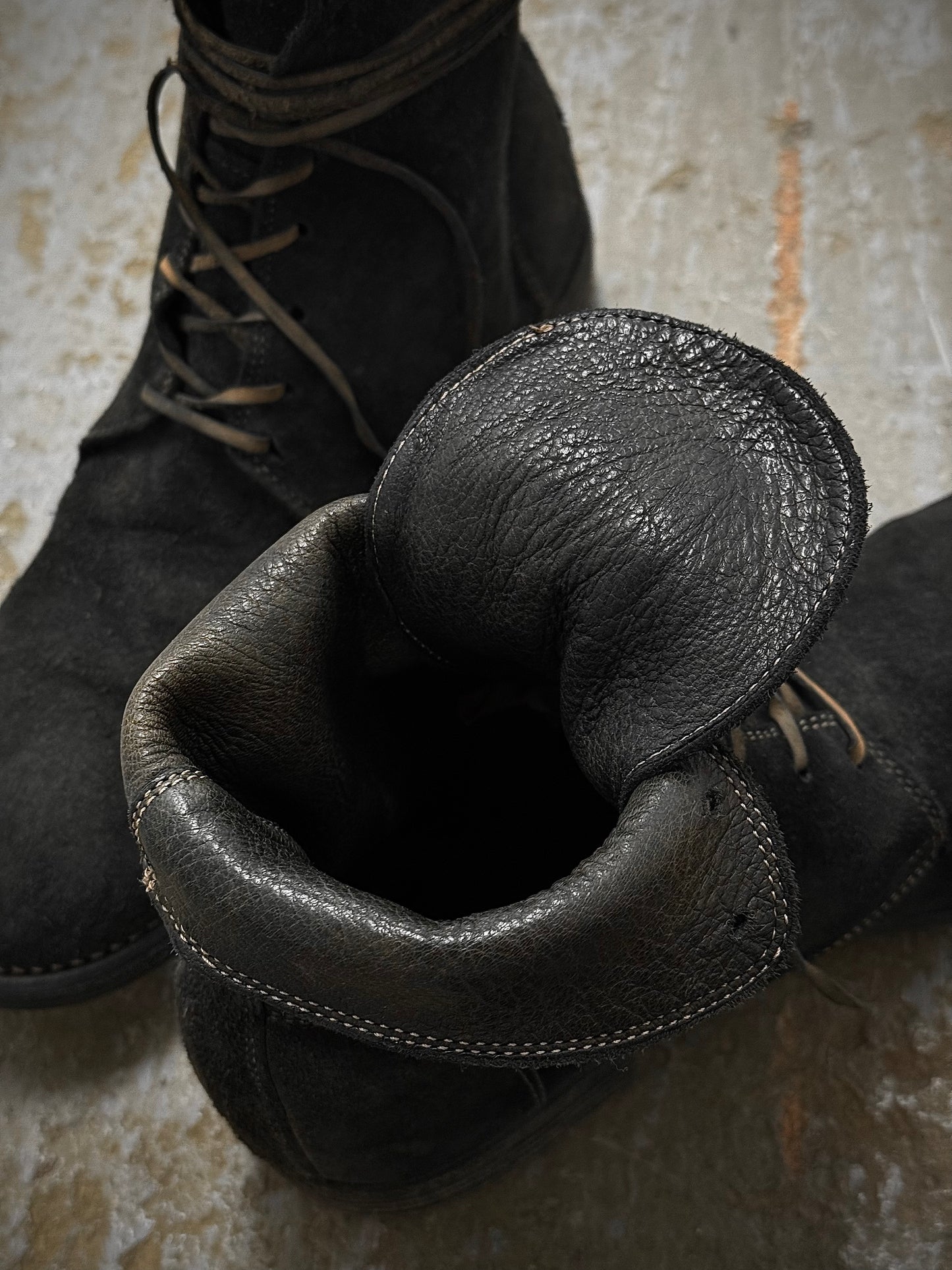Guidi '995' Full-grain Reverse Baby Buffalo Leather Lace-up Boots detail | DRIEW GARMENTS