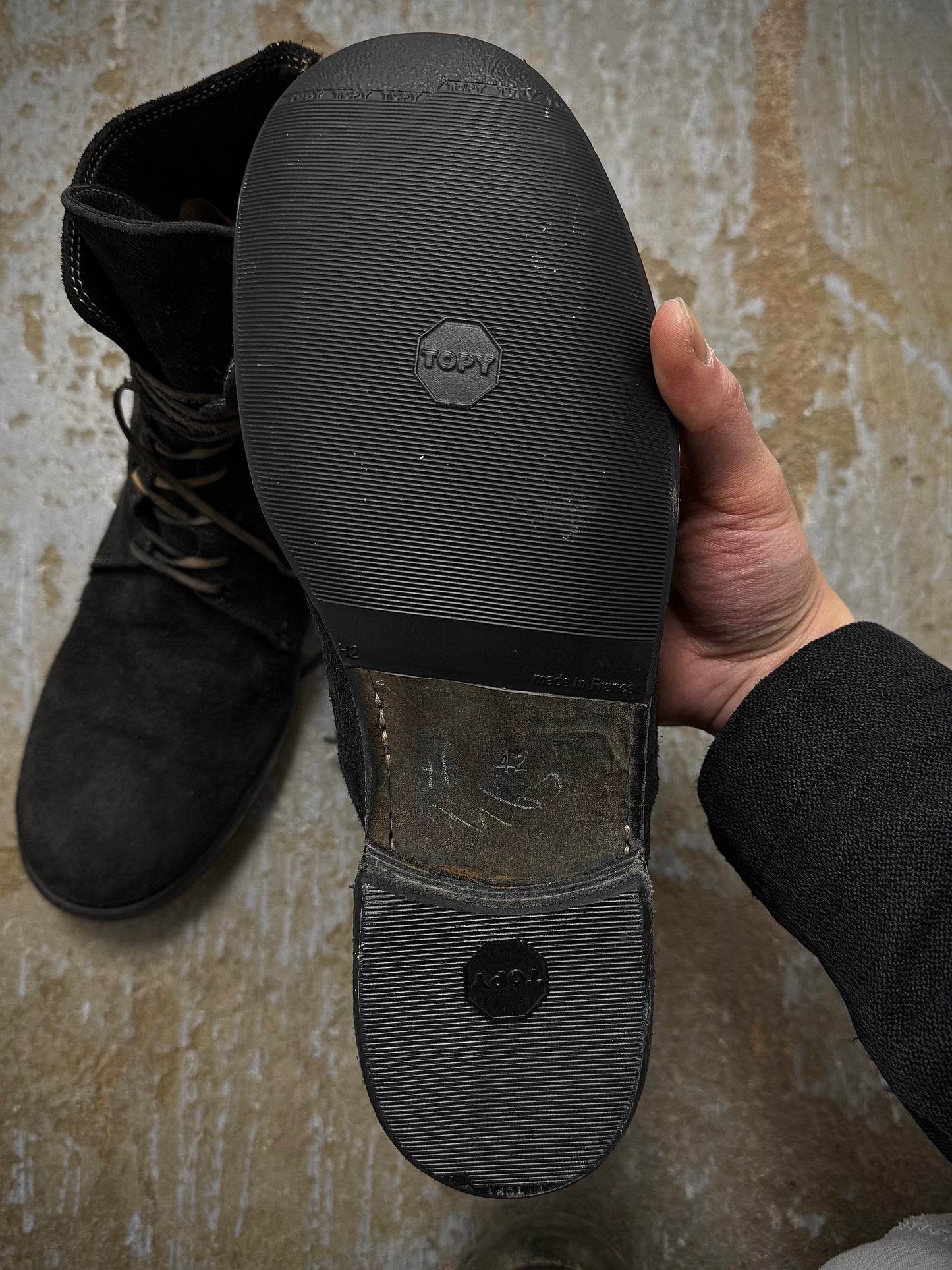 Guidi '995' Full-grain Reverse Baby Buffalo Leather Lace-up Boots detail | DRIEW GARMENTS