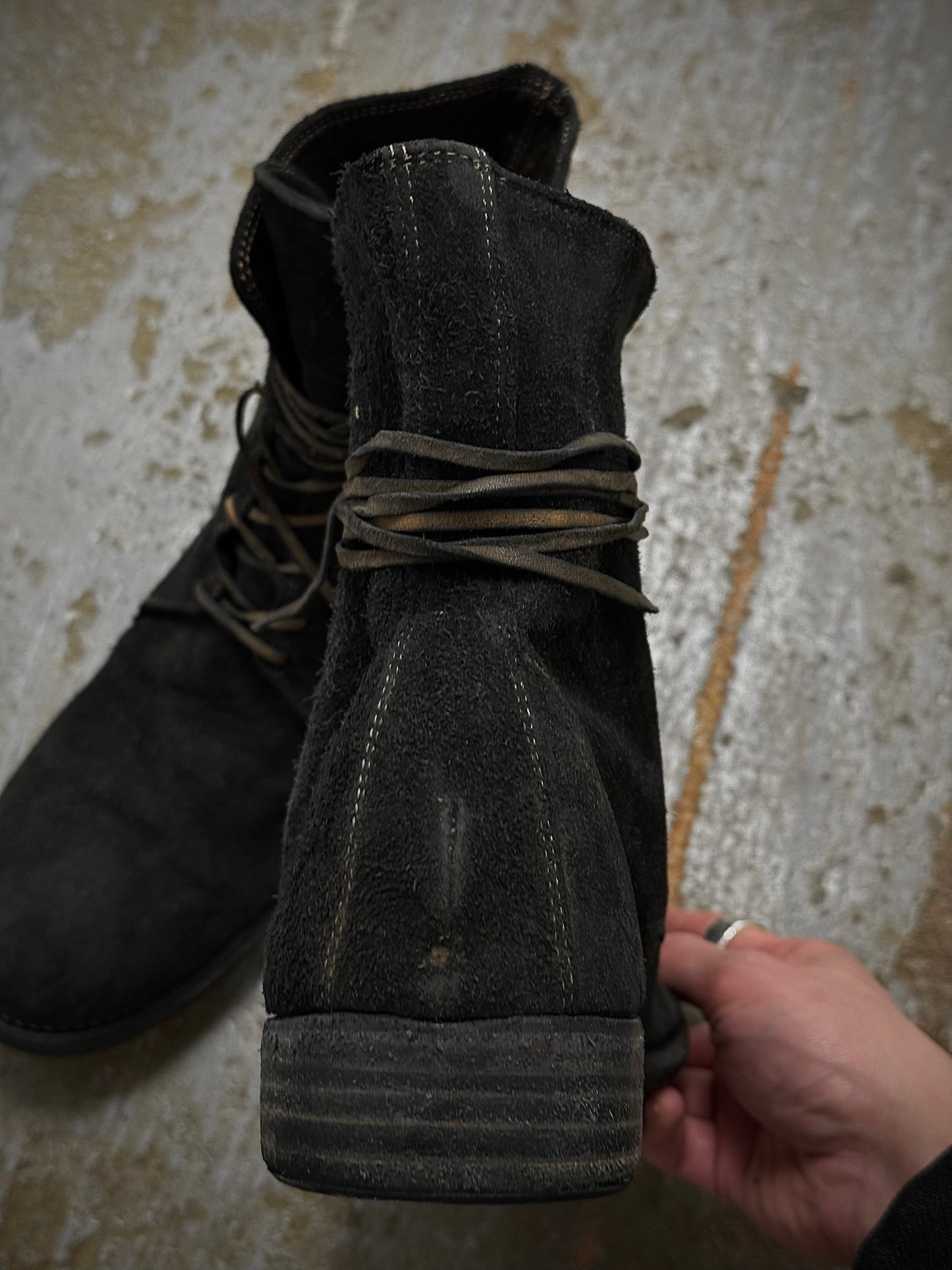 Guidi '995' Full-grain Reverse Baby Buffalo Leather Lace-up Boots detail | DRIEW GARMENTS