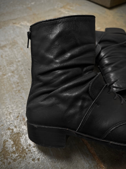 Yohji Yamamoto Y's by Yohji Yamamoto SS09 Lace-Up Back Zip Hybrid Calf Leather Boots detail | DRIEW GARMENTS