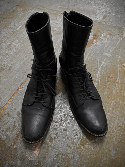 Yohji Yamamoto Y's by Yohji Yamamoto SS09 Lace-Up Back Zip Hybrid Calf Leather Boots detail | DRIEW GARMENTS