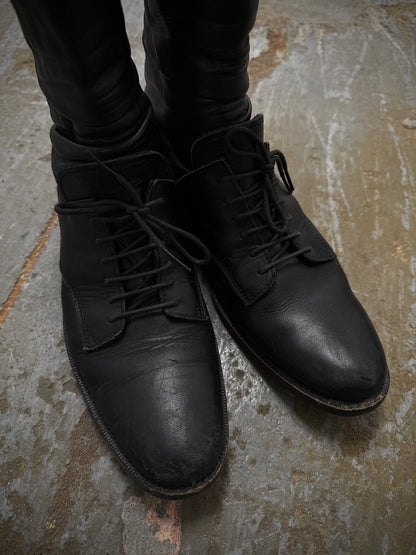 Yohji Yamamoto Y's by Yohji Yamamoto SS09 Lace-Up Back Zip Hybrid Calf Leather Boots detail | DRIEW GARMENTS