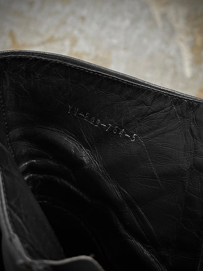 Yohji Yamamoto Y's by Yohji Yamamoto SS09 Lace-Up Back Zip Hybrid Calf Leather Boots detail | DRIEW GARMENTS