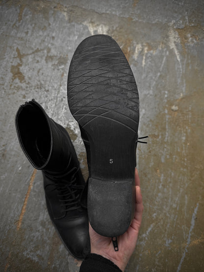 Yohji Yamamoto Y's by Yohji Yamamoto SS09 Lace-Up Back Zip Hybrid Calf Leather Boots detail | DRIEW GARMENTS