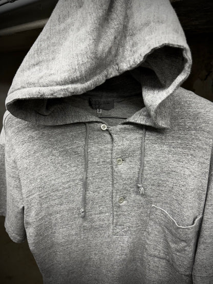Yohji Yamamoto POUR HOMME 2010s Grey Hooded Henley T-shirt detail | DRIEW GARMENTS