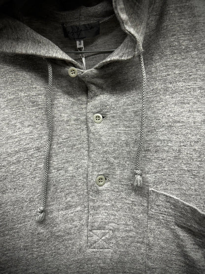 Yohji Yamamoto POUR HOMME 2010s Grey Hooded Henley T-shirt detail | DRIEW GARMENTS