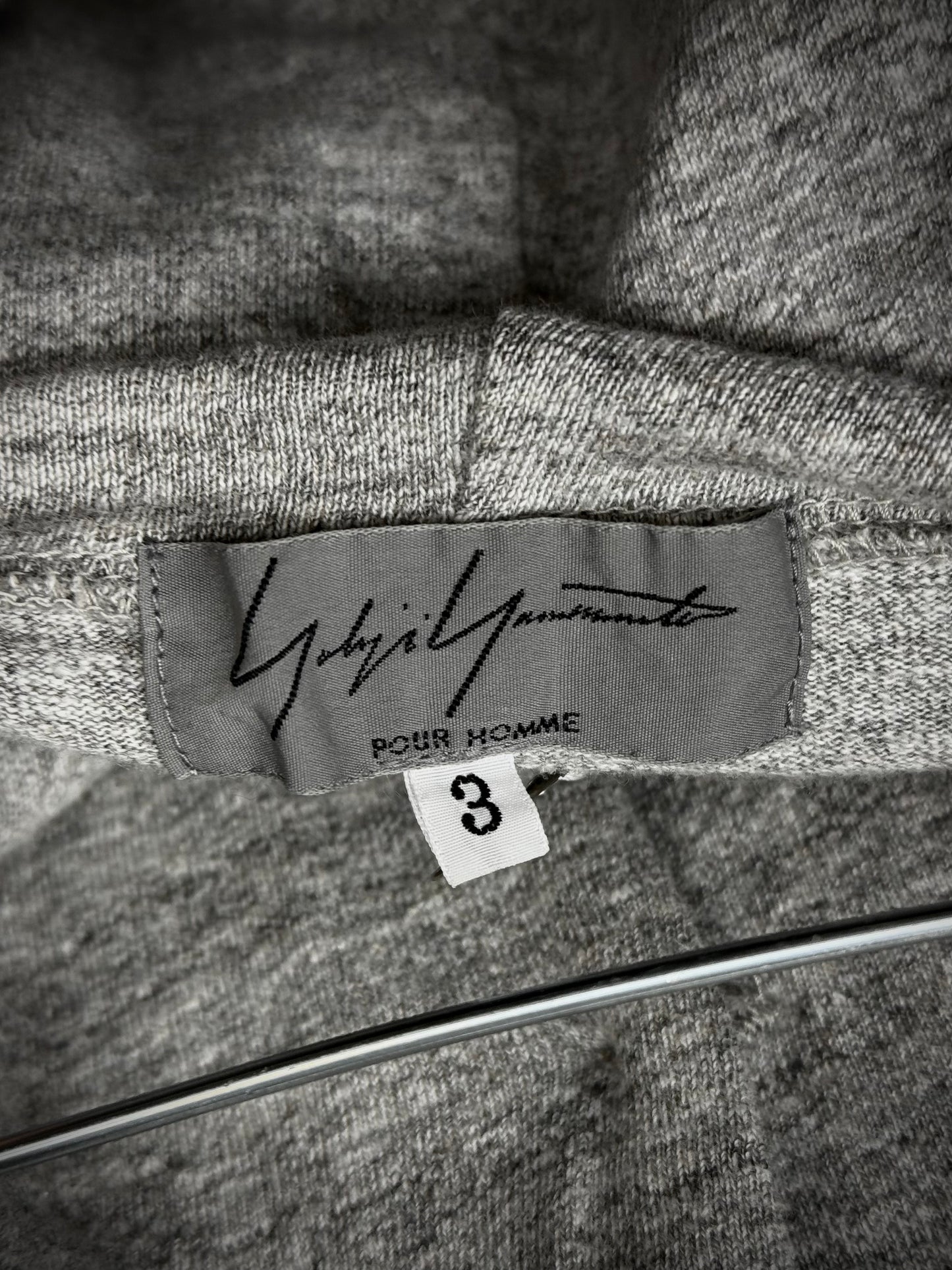 Yohji Yamamoto POUR HOMME 2010s Grey Hooded Henley T-shirt detail | DRIEW GARMENTS