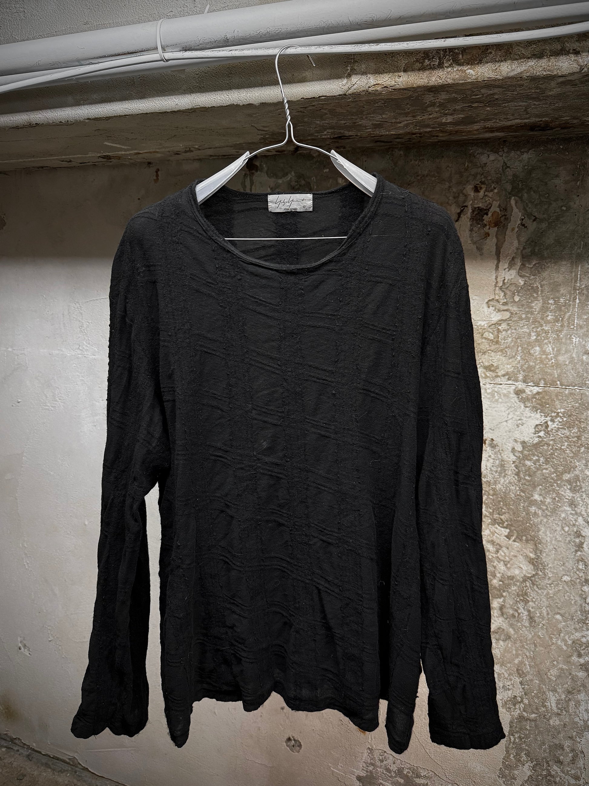 Yohji Yamamoto POUR HOMME AW17 Semi-Sheer Cotton Wool Crosshatch Long-sleeves | Archive Fashion Toronto