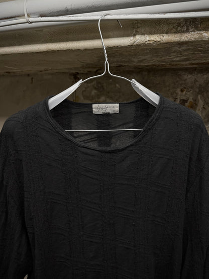 Yohji Yamamoto POUR HOMME AW17 Semi-Sheer Cotton Wool Crosshatch Long-sleeves detail | DRIEW GARMENTS