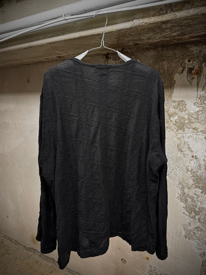 Yohji Yamamoto POUR HOMME AW17 Semi-Sheer Cotton Wool Crosshatch Long-sleeves detail | DRIEW GARMENTS