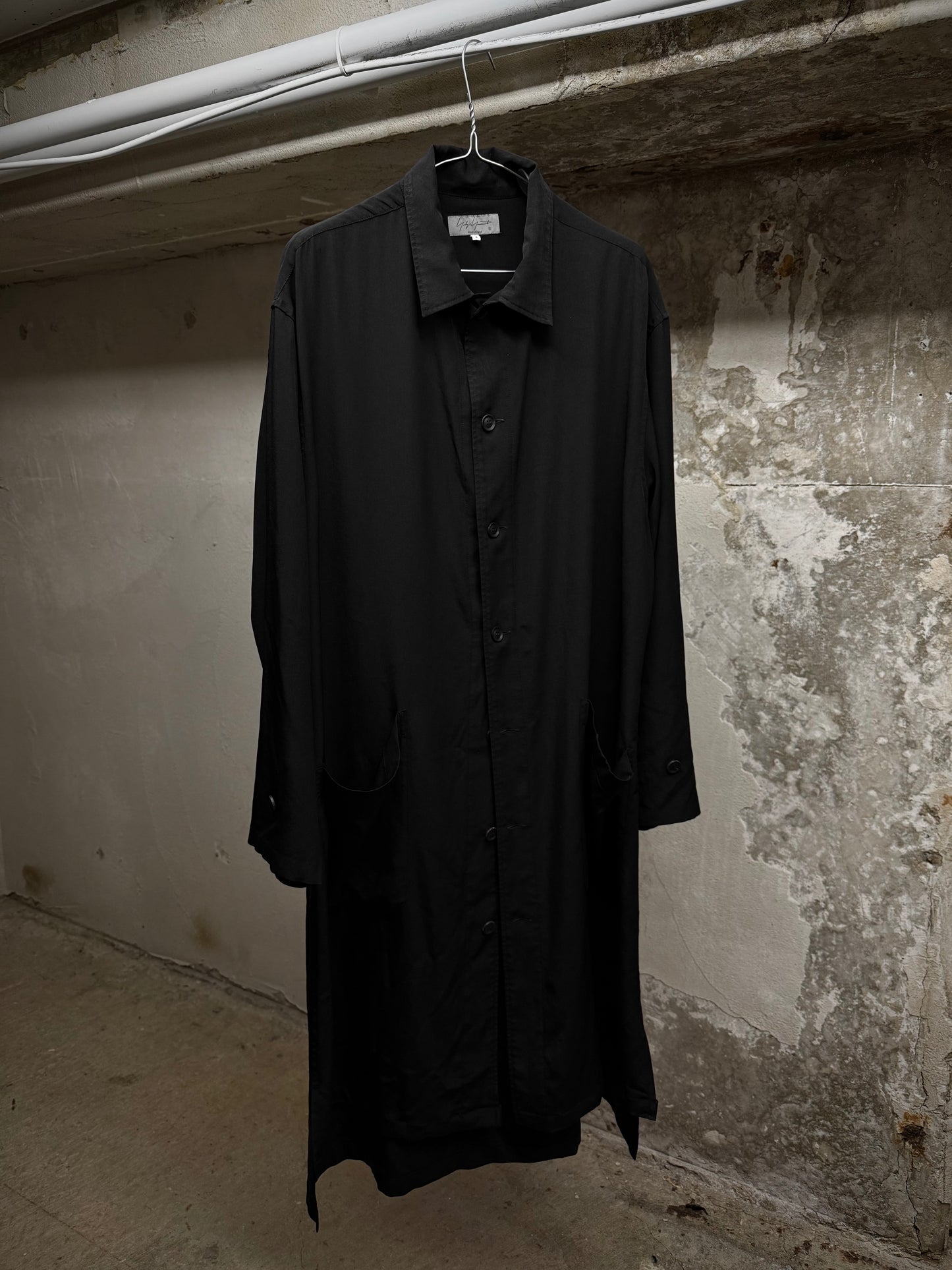 Yohji Yamamoto POUR HOMME SS24 Triacetate Poly Tuxedo Oversized Long Coat | Archive Fashion Toronto