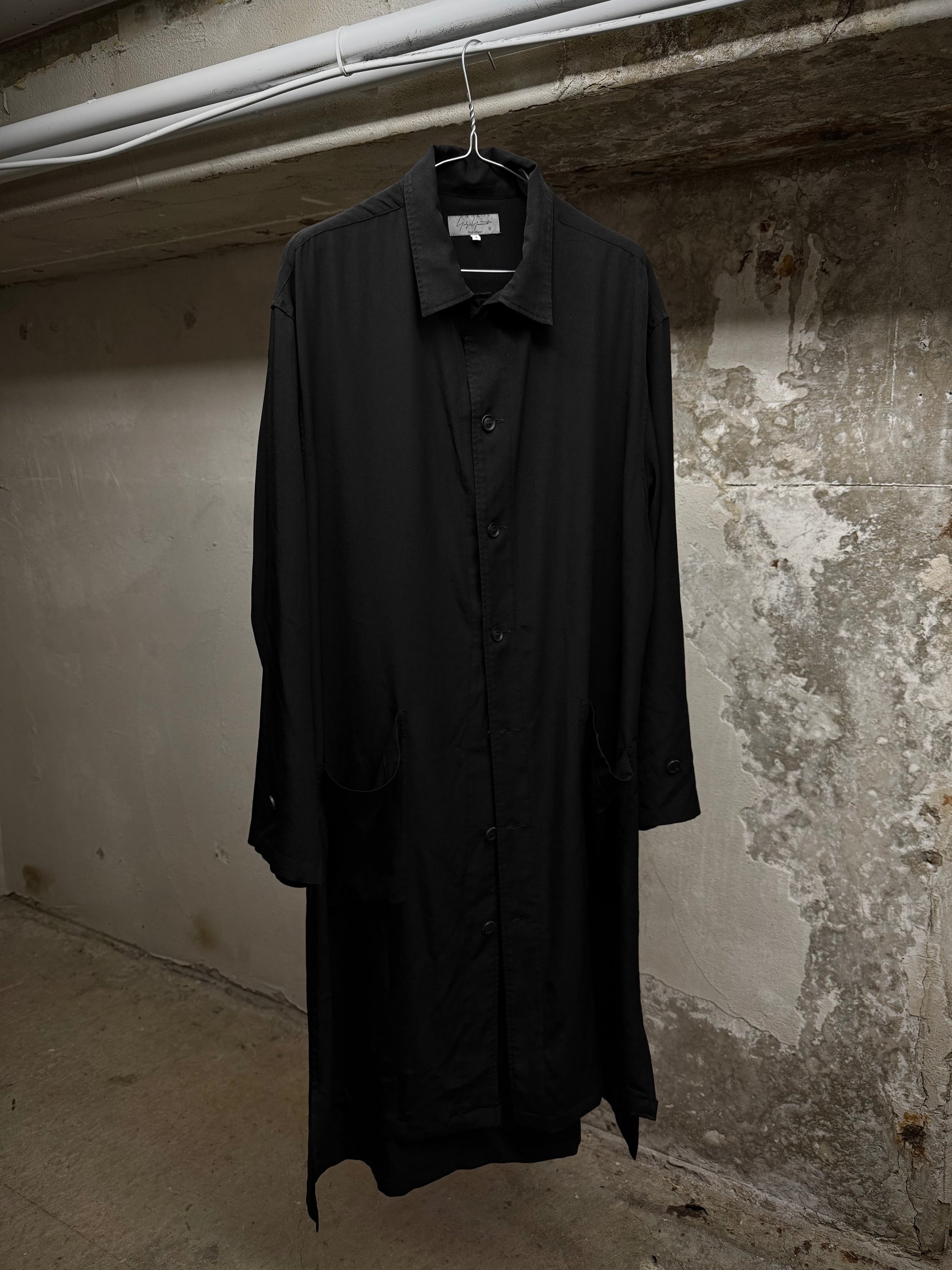 Yohji Yamamoto POUR HOMME SS24 Triacetate Poly Tuxedo Oversized Long Coat | Archive Fashion Toronto