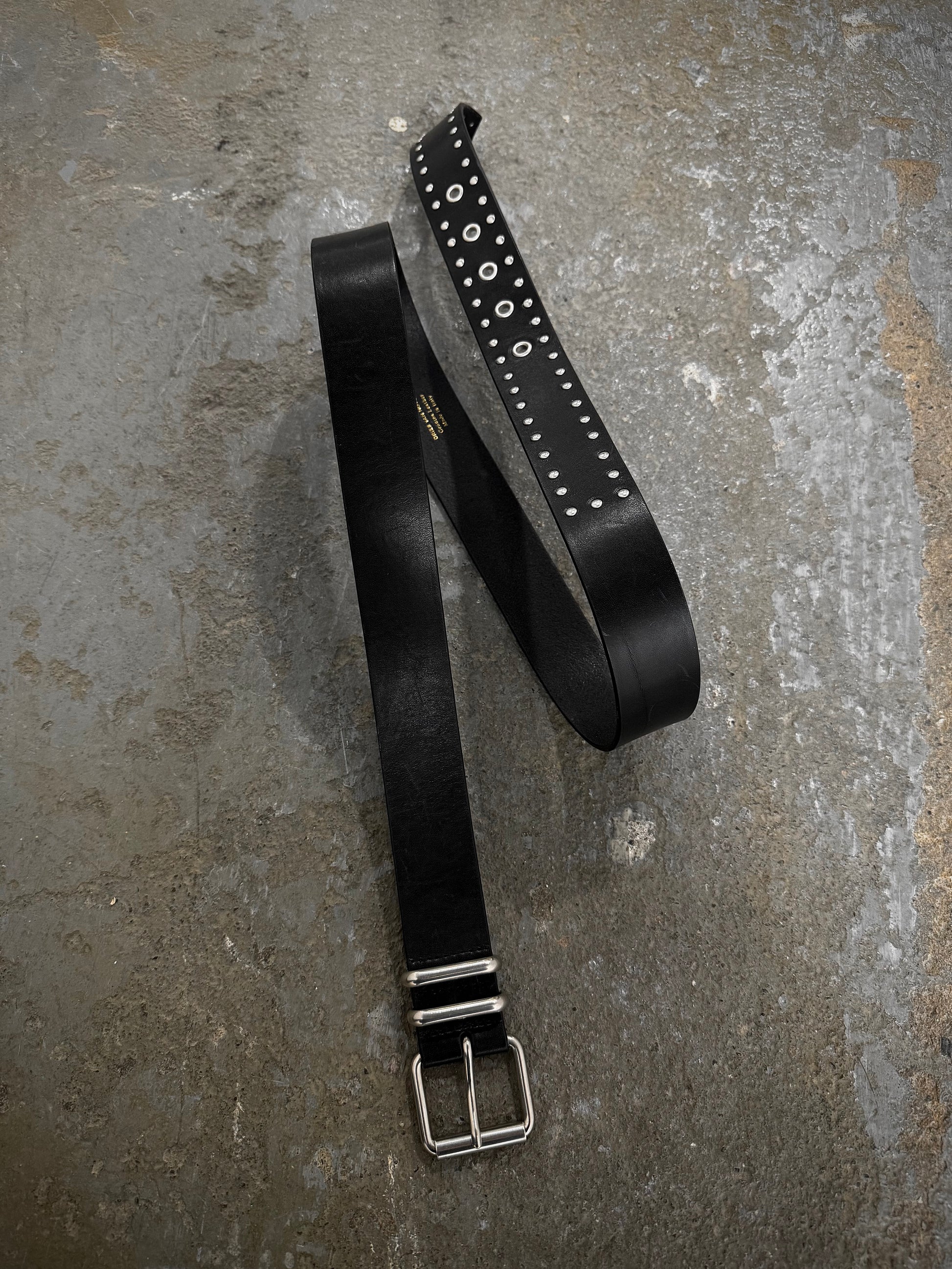 Dries Van Noten AW20 Studded Metal Leather Belt | Archive Fashion Toronto
