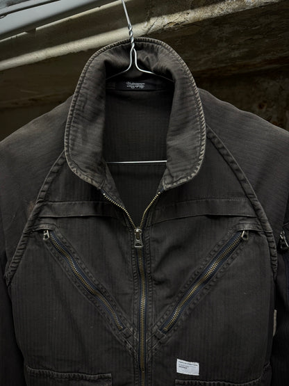 Undercover SS11 "UNDERMAN" Light Grey Herringbone Military Shirt Jacket detail | DRIEW GARMENTS