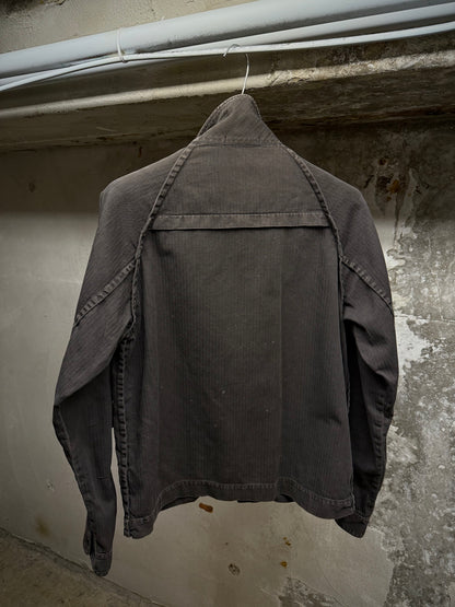 Undercover SS11 "UNDERMAN" Light Grey Herringbone Military Shirt Jacket detail | DRIEW GARMENTS