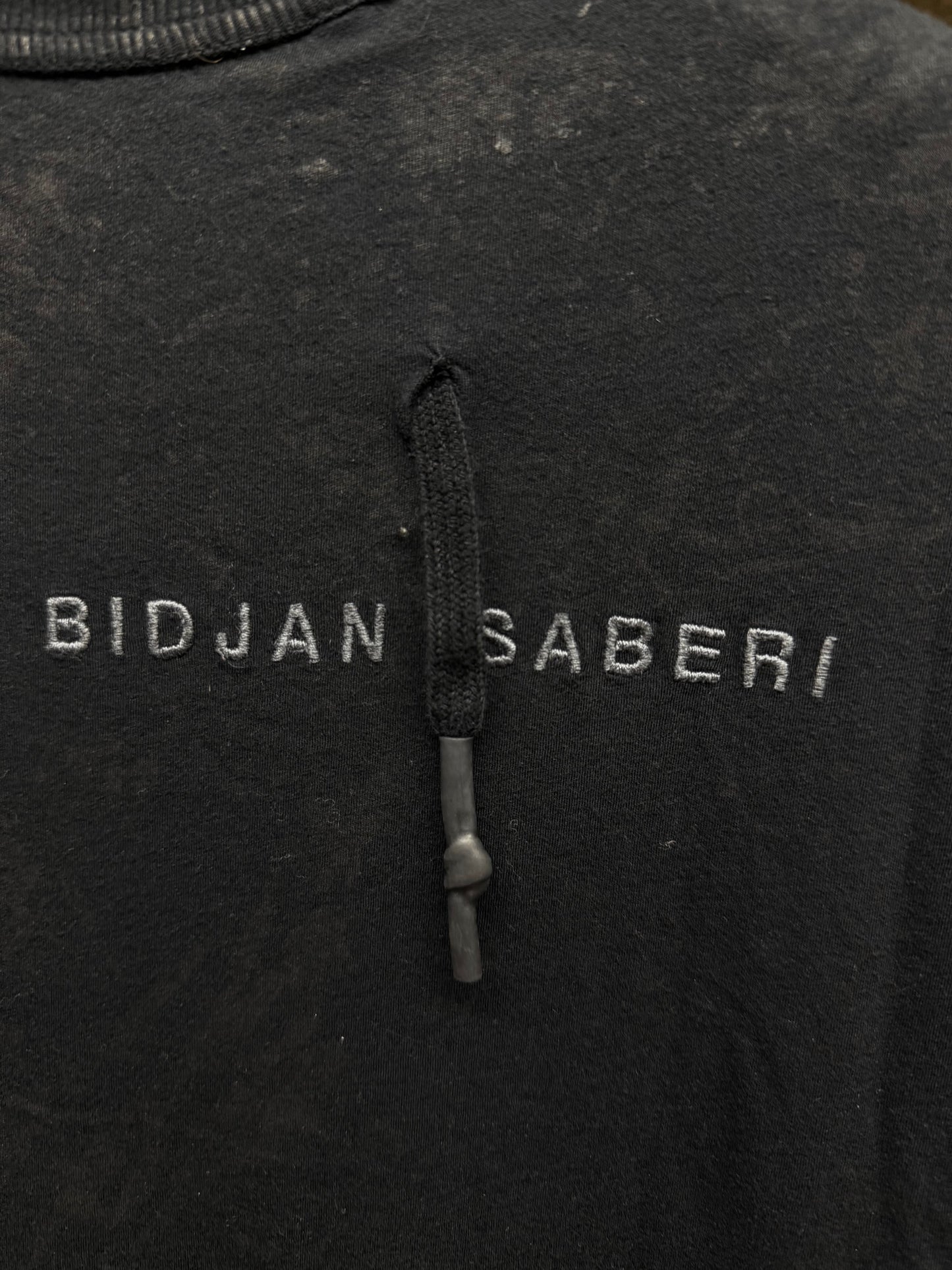 Boris Bidjan Saberi 11 by Boris Bidjan Saberi Overlock Vinyl Treated Logo Embroidered Longline T-shir detail | DRIEW GARMENTS
