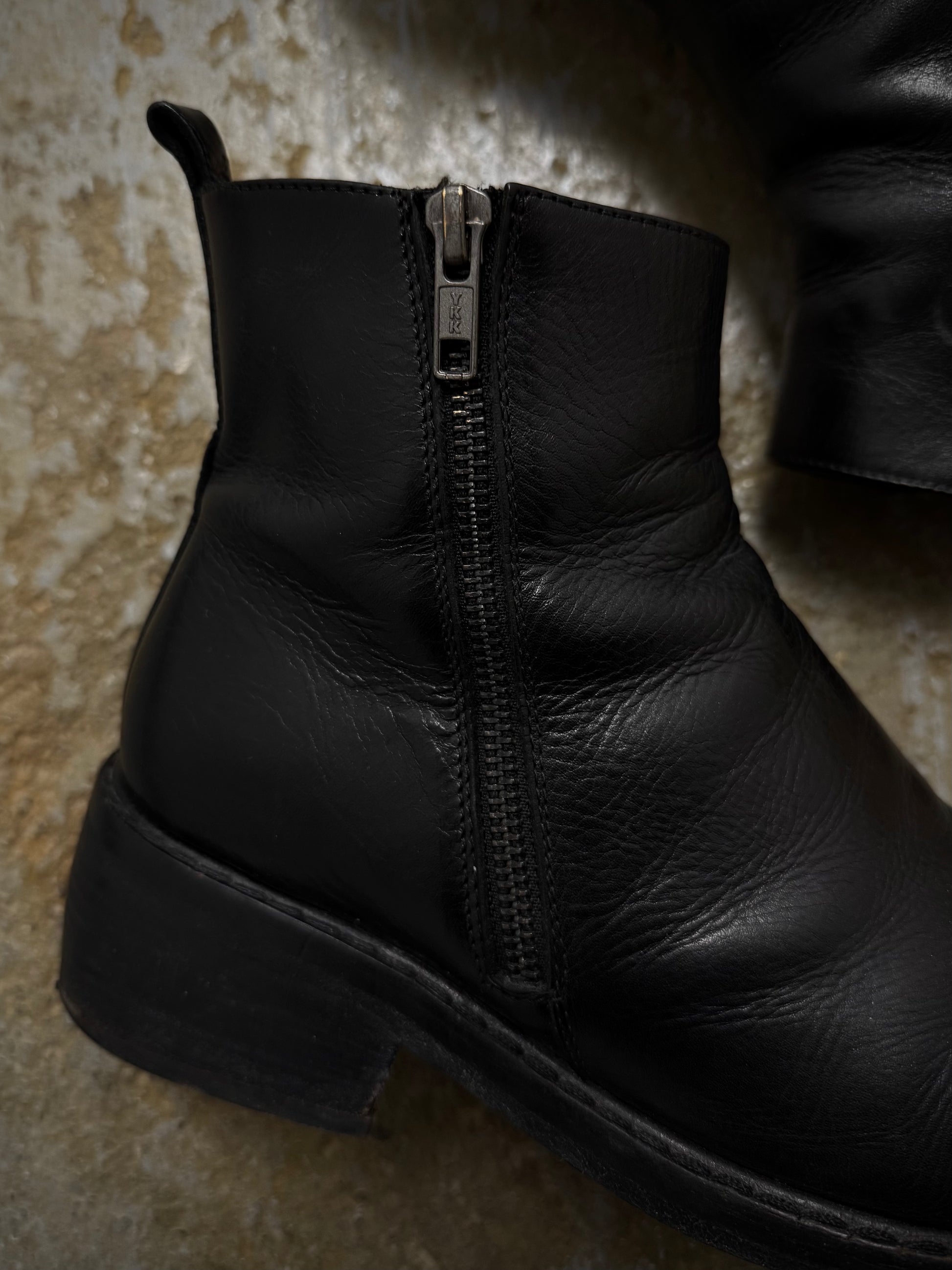 Ann Demeulemeester AW20 Dual Side Zipper Cow Leather Boots detail | DRIEW GARMENTS