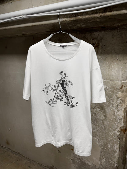 Ann Demeulemeester SS18 Floral "A" White Floral Graphic T-shirt