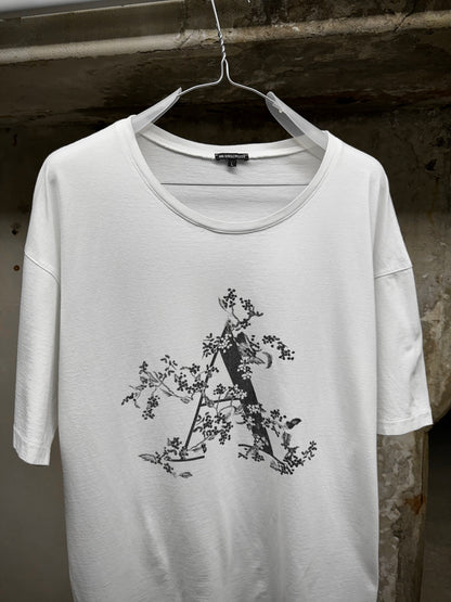 Ann Demeulemeester SS18 Floral "A" White Floral Graphic T-shirt