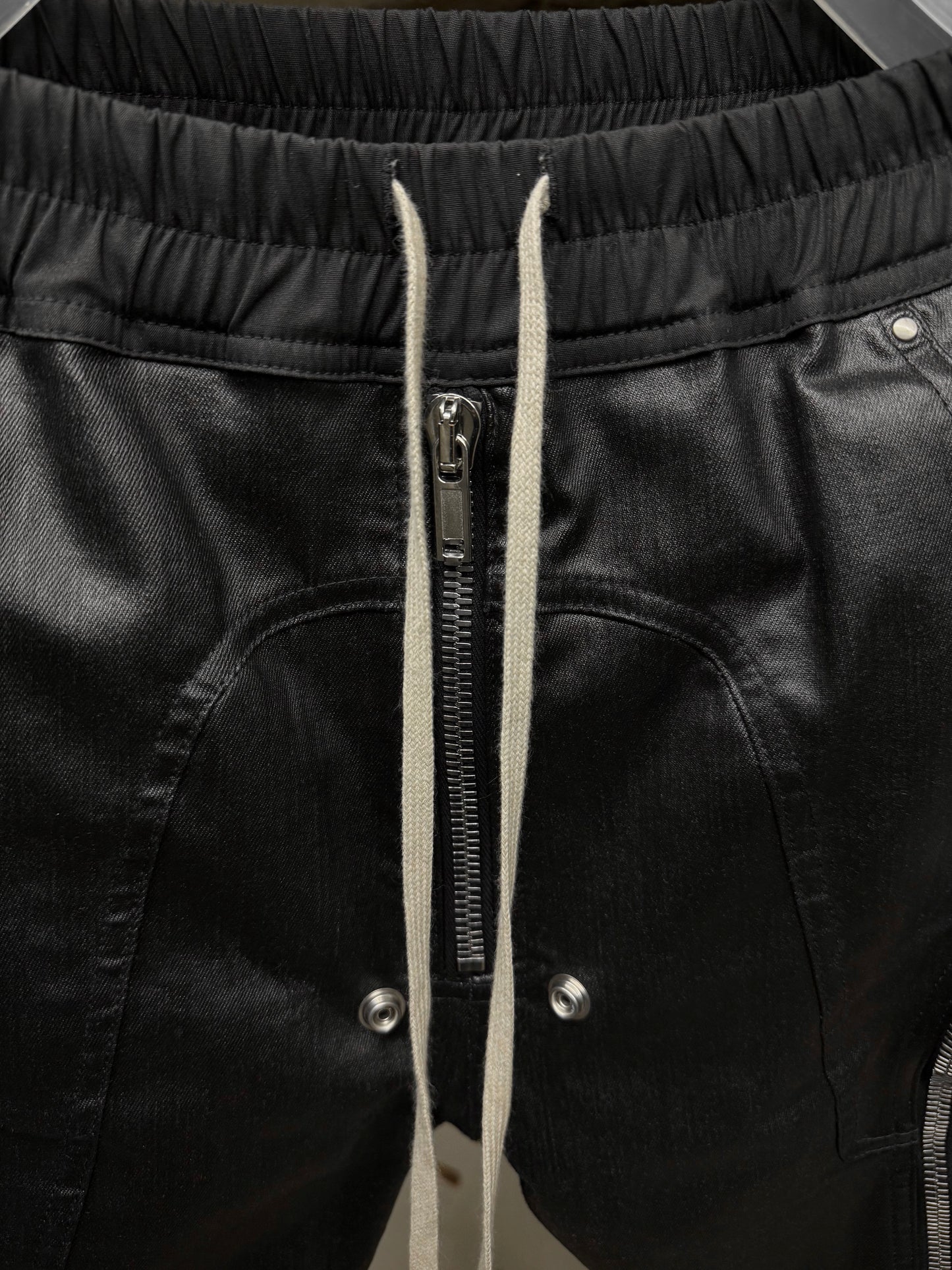 Rick Owens SS24 "LIDO" Coated Linen Bauhaus Zip Cargo Pants