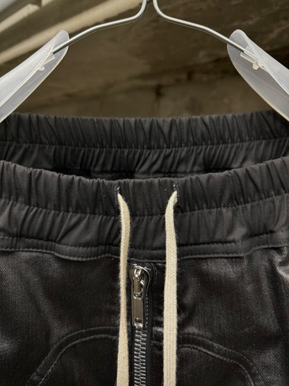 Rick Owens SS24 "LIDO" Coated Linen Bauhaus Zip Cargo Pants
