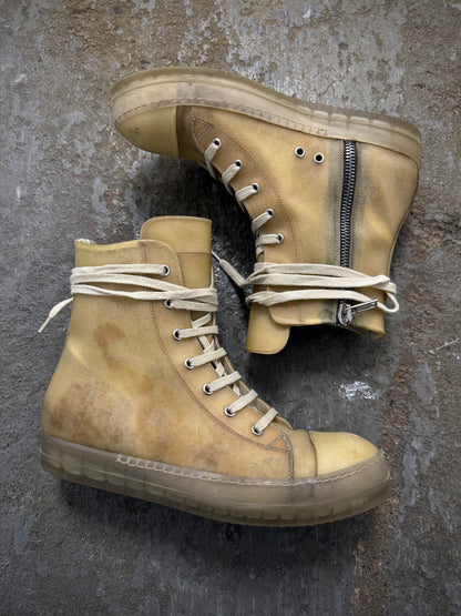 Rick Owens SS23 “EDFU” Transparent Leather High Top Ramones Sneakers