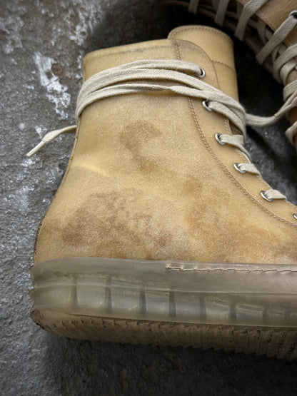 Rick Owens SS23 “EDFU” Transparent Leather High Top Ramones Sneakers