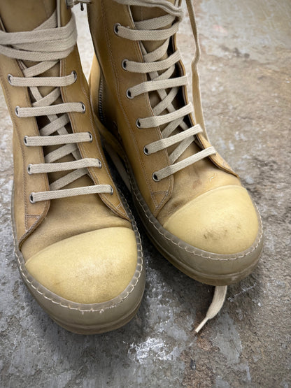 Rick Owens SS23 “EDFU” Transparent Leather High Top Ramones Sneakers
