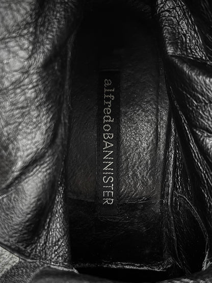 alfredoBANNISTER 00s Chunky Heel Velcro Strap Calf Leather Boots